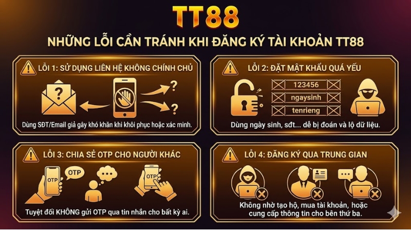 Những Lỗi Cần Tránh Khi Đăng Ký Tài Khoản TT88